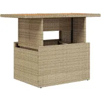 vidaXL Gartentisch Beige 100x55x73 cm Poly Rattan und Akazienholz