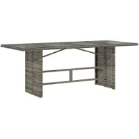 vidaXL Gartentisch mit Glasplatte Grau 190x80x74 cm Poly Rattan