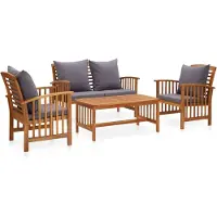 vidaXL 4-tlg. Garten-Lounge-Set mit Auflagen Massivholz Akazie