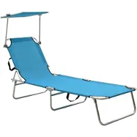 vidaXL Klappliege mit Sonnendach Blau Aluminium