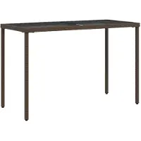 vidaXL Gartentisch mit Glasplatte Braun 115x54x74 cm Poly Rattan