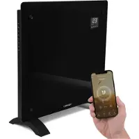 Vonroc Luxuriöser Elektroheizer – Konvektor – Glasfront – 1000W – Schwarz | WLAN