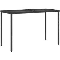 vidaXL Gartentisch mit Glasplatte Schwarz 115x54x74 cm Poly Rattan