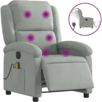 vidaXL Massagesessel Elektrisch Hellgrau Samt