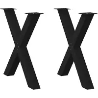 vidaXL Esstischbeine X-Form 2 Stk. Schwarz 80x(72-73) cm Stahl