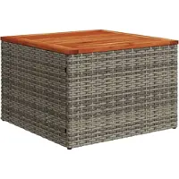 vidaXL Gartentisch Grau 55x55x37 cm Poly Rattan und Akazienholz