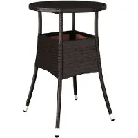 vidaXL Gartentisch Ø60x75 cm Hartglas und Poly Rattan Braun