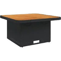 vidaXL Gartentisch Schwarz 80x80x71 cm Poly Rattan und Akazienholz