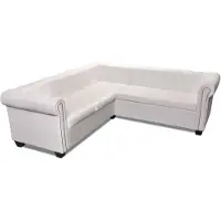 vidaXL Chesterfield-Ecksofa 5-Sitzer Kunstleder Weiß