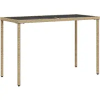 vidaXL Gartentisch mit Glasplatte Beige 115x54x74 cm Poly Rattan