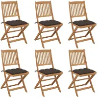 vidaXL Klappbare Gartenstühle 6 Stk. mit Kissen Massivholz Akazie