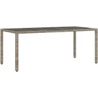 vidaXL Gartentisch mit Glasplatte Grau 190x90x75 cm Poly Rattan