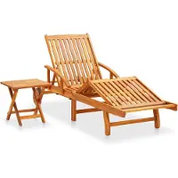 vidaXL Sonnenliege mit Tisch und Auflage Akazie Massivholz