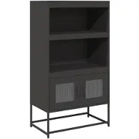 vidaXL Highboard Schwarz 68x39x123 cm Stahl