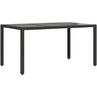 vidaXL Gartentisch mit Glasplatte Schwarz 150x90x75 cm Poly Rattan