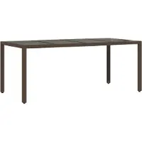 vidaXL Gartentisch mit Glasplatte Braun 190x90x75 cm Poly Rattan