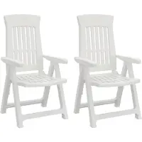 vidaXL Gartenstühle 2 Stk. Verstellbar Weiß PP