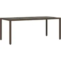 vidaXL Gartentisch mit Glasplatte Braun 190x90x75 cm Poly Rattan