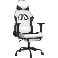 vidaXL Gaming-Stuhl mit Massage & Fußstütze Weiß & Schwarz Kunstleder
