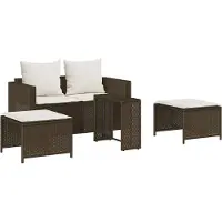 vidaXL 5-tlg. Garten-Sofagarnitur Kissen Stapelbar Braun Poly Rattan