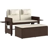vidaXL Gartenbank Verstellbar mit Kissen Braun Poly Rattan