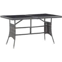 vidaXL Gartentisch Grau 140 x 80 x 74 cm Poly Rattan