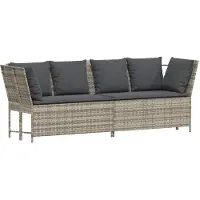 vidaXL Gartensofa mit Kissen Hellgrau Poly Rattan