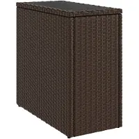 vidaXL Garten-Beistelltisch mit Glasplatte Braun 58x27,5x55 cm Rattan