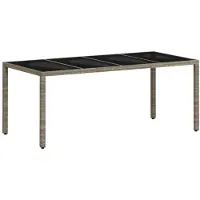 vidaXL Gartentisch mit Glasplatte Hellgrau 190x90x75 cm Poly Rattan