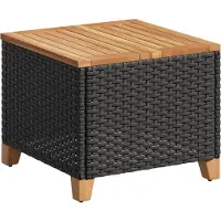 vidaXL Gartentisch Schwarz 45x45x37 cm Poly Rattan Akazienholz