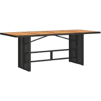 vidaXL Gartentisch mit Holzplatte Schwarz 190x80x75 cm Poly Rattan