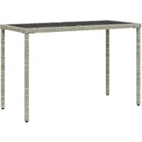 vidaXL Gartentisch mit Glasplatte Hellgrau 115x54x74 cm Poly Rattan