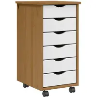vidaXL Rollschrank mit Schubladen MOSS Honigbraun Massivholz Kiefer