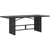 vidaXL Gartentisch mit Glasplatte Schwarz 190x80x74 cm Poly Rattan