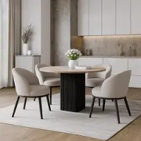 Design Möbel Beistelltisch CUBO Ø100 cm Metalltisch Wohnzimmertisch SCHWARZ/HIKORA