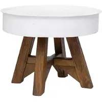 vidaXL Couchtisch Altholz Massiv 60x45 cm Weiß
