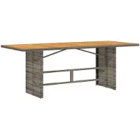 vidaXL Gartentisch mit Akazienholz-Platte Grau 190x80x74cm Poly Rattan