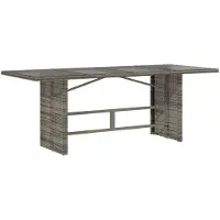 vidaXL Gartentisch mit Glasplatte Grau 190x80x75 cm Poly Rattan
