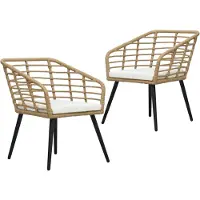 vidaXL Gartenstühle 2 Stk. mit Auflagen Poly Rattan Eiche