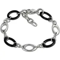 Amello Armband in Edelstahl, Keramik silber, schwarz, glänzend | Gr.: onesize