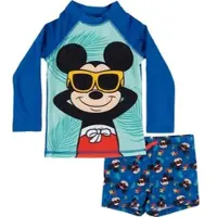 Mickey Disney Mouse Schwimmset UV-Schutz 50 Badeanzug langarm Shirt in blau | Gr.: 134/140