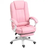 XTEILC Arbeitsstuhl mit Fußstütze und Rollen Bürostuhl Gaming-Stuhl Rosa
