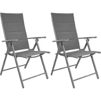 Ed Brubaker 2er Set Gartenstühle Riva - Faltstühle klappbar- 7-Fach verstellbare Rückenlehnen - wetterfeste Klappstühle - Grau