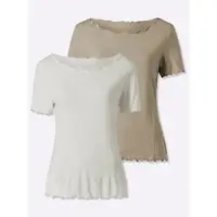 HEINE Doppelpack Shirts in beige-ecru | Gr.: 48