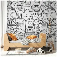 Living Walls Fototapete "THE WALL III Comic Tapete Motivtapete Kinderzimmer Comic" matt glatt Vliestapete Kindertapete für Schlafzimmer Küche Wohnzimmer Comic Flur