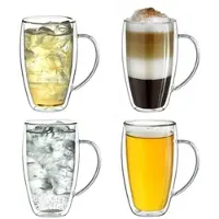 Creano Doppelwandige Gläser S-HH mit Henkel 250ml im 4er Set mit Thermoeffekt, Glas 481 | Gr.: onesize