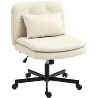 HOMCOM Bürostuhl Ohne Armlehnen Stuhl für Büro 63 x 67 x 93 cm Beige