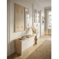 KADIMA DESIGN Wand-Garderobe SALERNO mit Spiegel & Schuhschrank Spanplatte sonoma, Moderne Flur-Kompaktgarderobe für Jacken & Schuhe, Komplettgarderobe