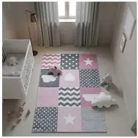 KADIMA DESIGN KINDERTEPPICH TASNA, mit Herz-und-Stern-Motiv, Rosa, 160 x 230 cm