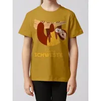 Wat? Apparel T-Shirt Faultier Kleine Schwester in Ocker | Gr.: 122/128